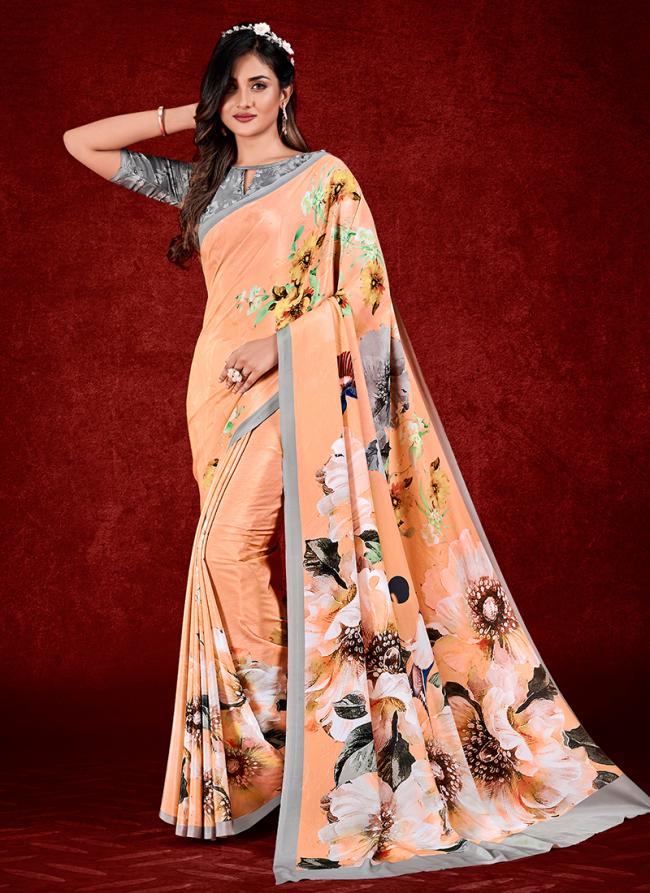 Crape Multi Colour Party Wear Digital Abstract Printed Saree